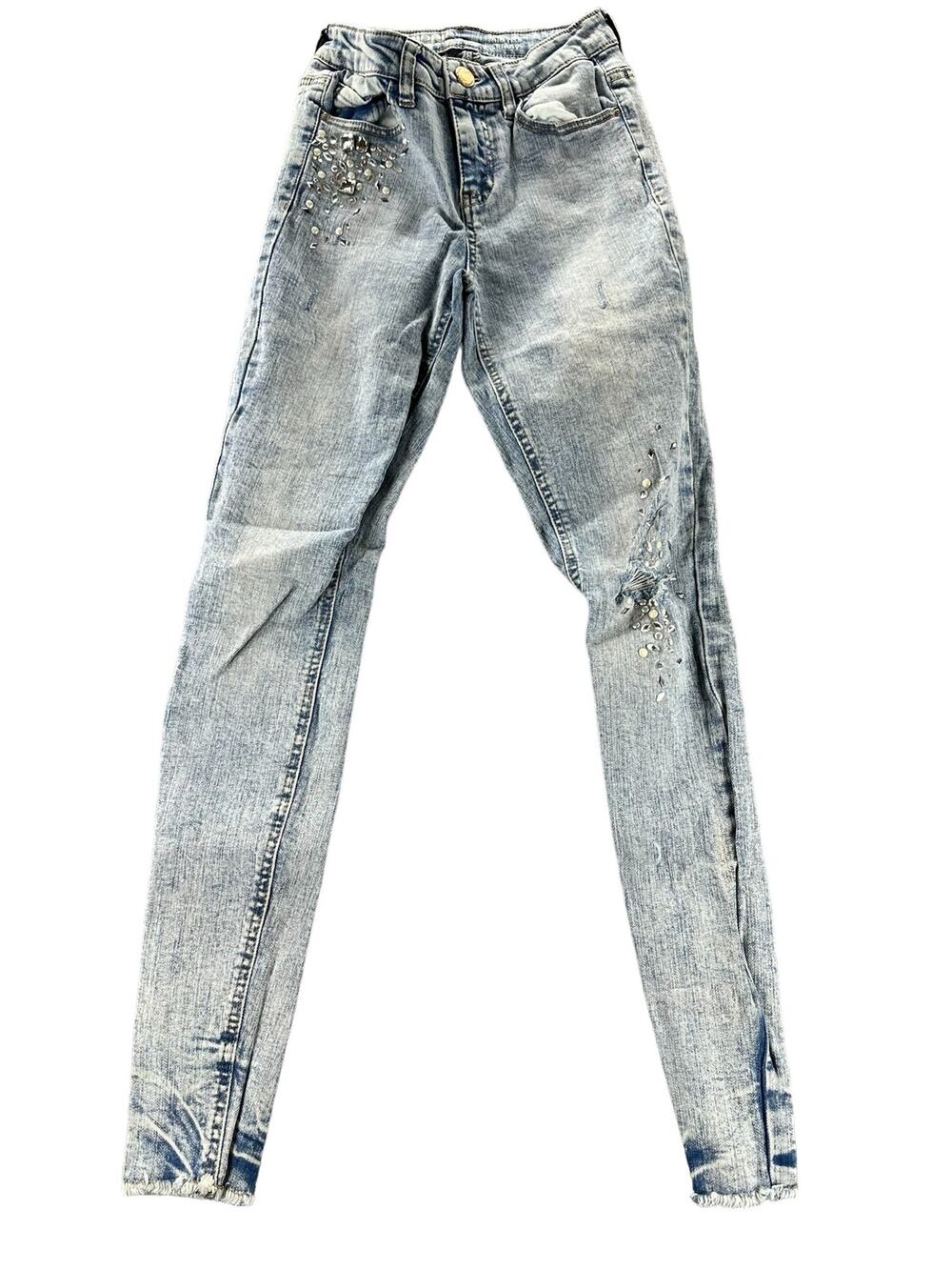 Hippie Laundry Light Wash Embellished Blue Denim High Rise Skinny Jeans Size 0